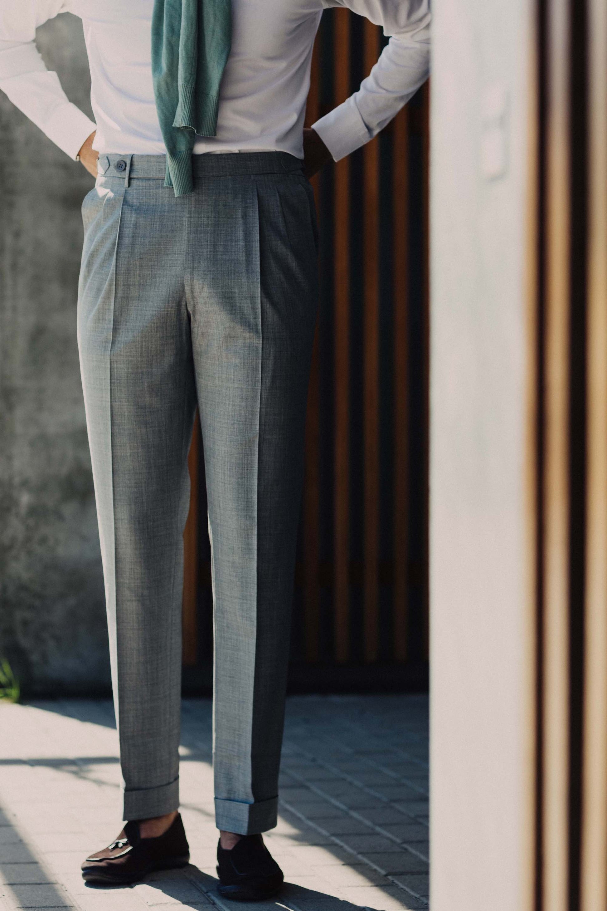 Light grey pair of regular fit wool trousers – Rota SRL Light grey pair of regular fit wool trousers – Rota SRL