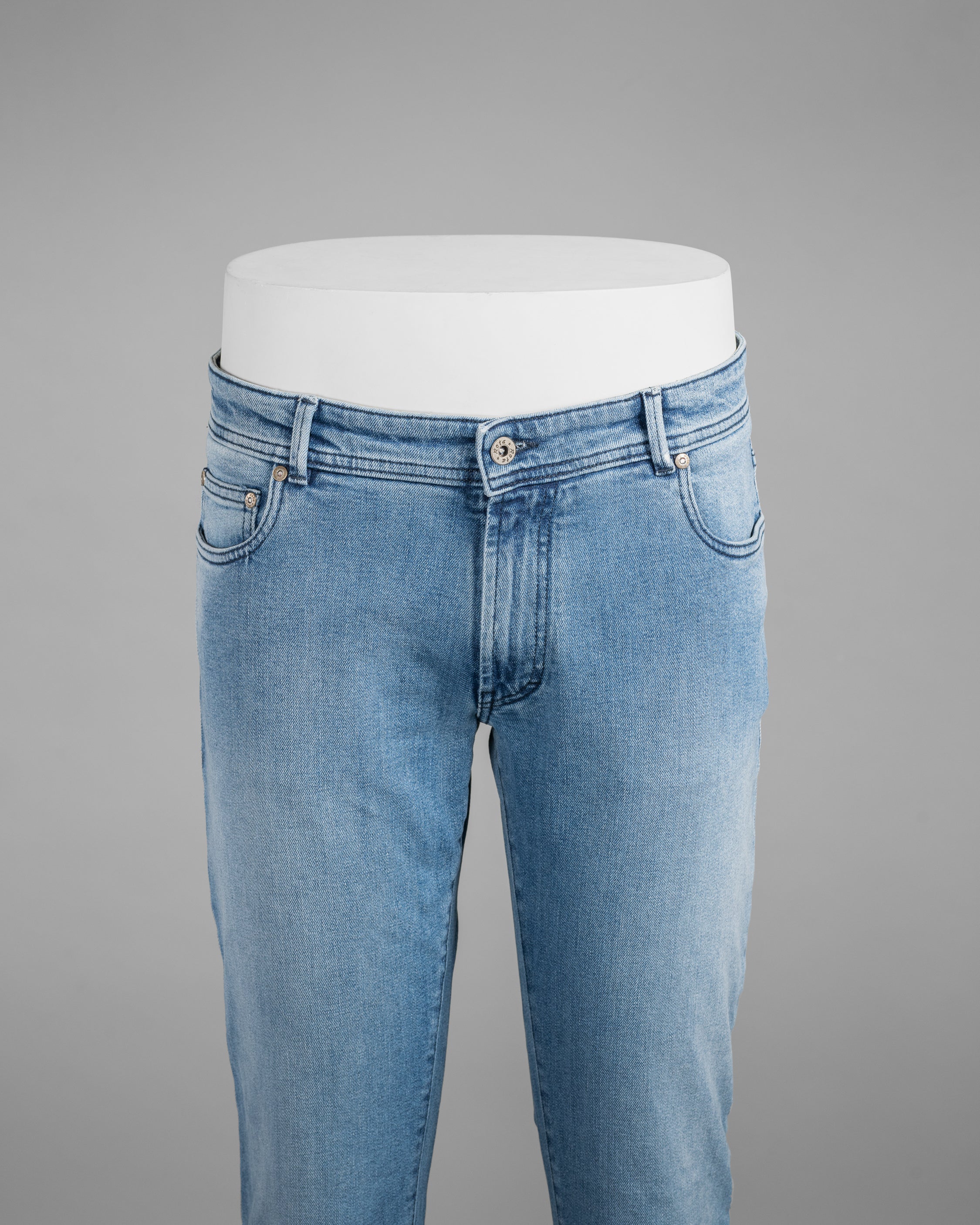 Light blue denim cotton 5 pockets trousers