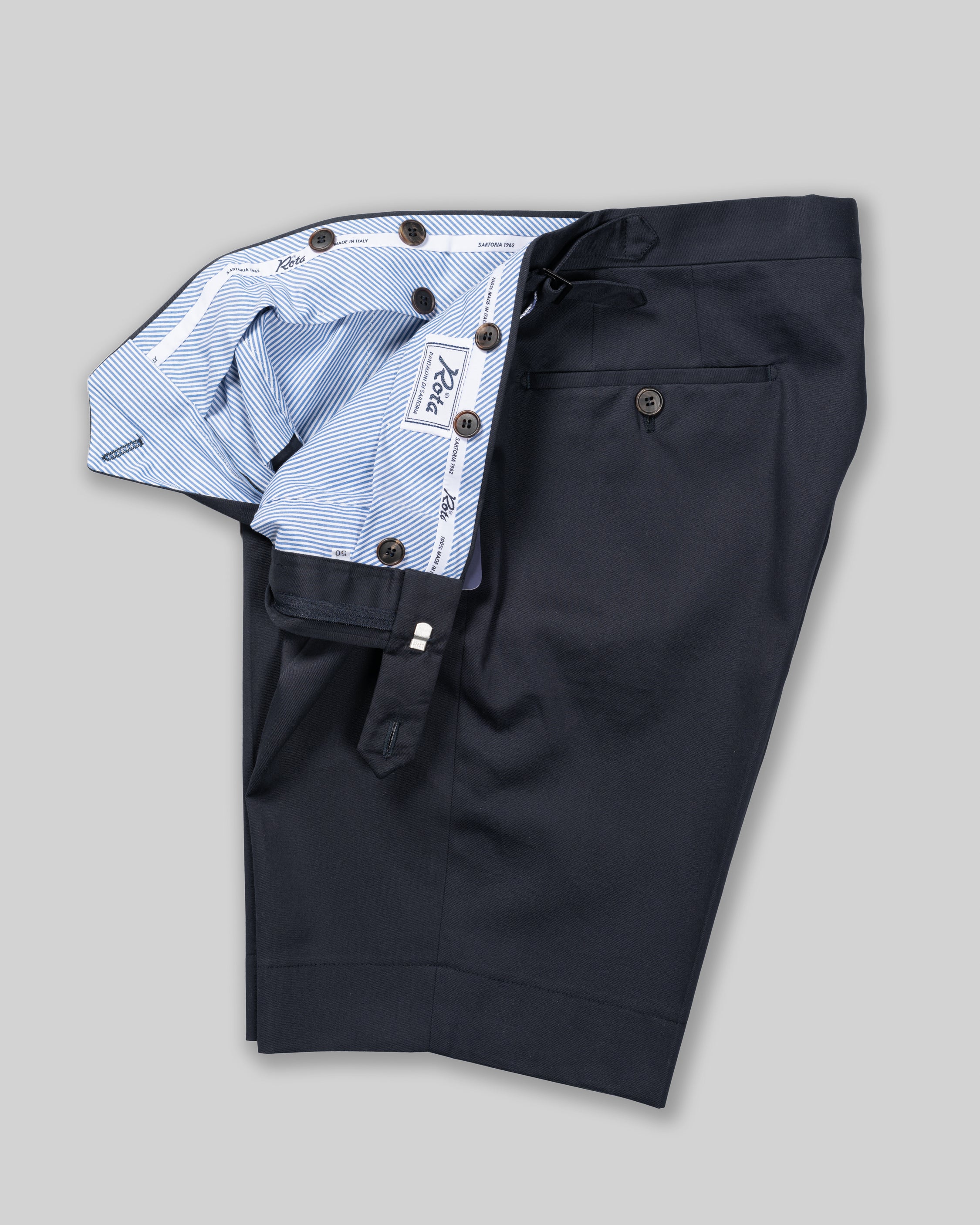 Dark blue pair of regular fit cotton bermuda