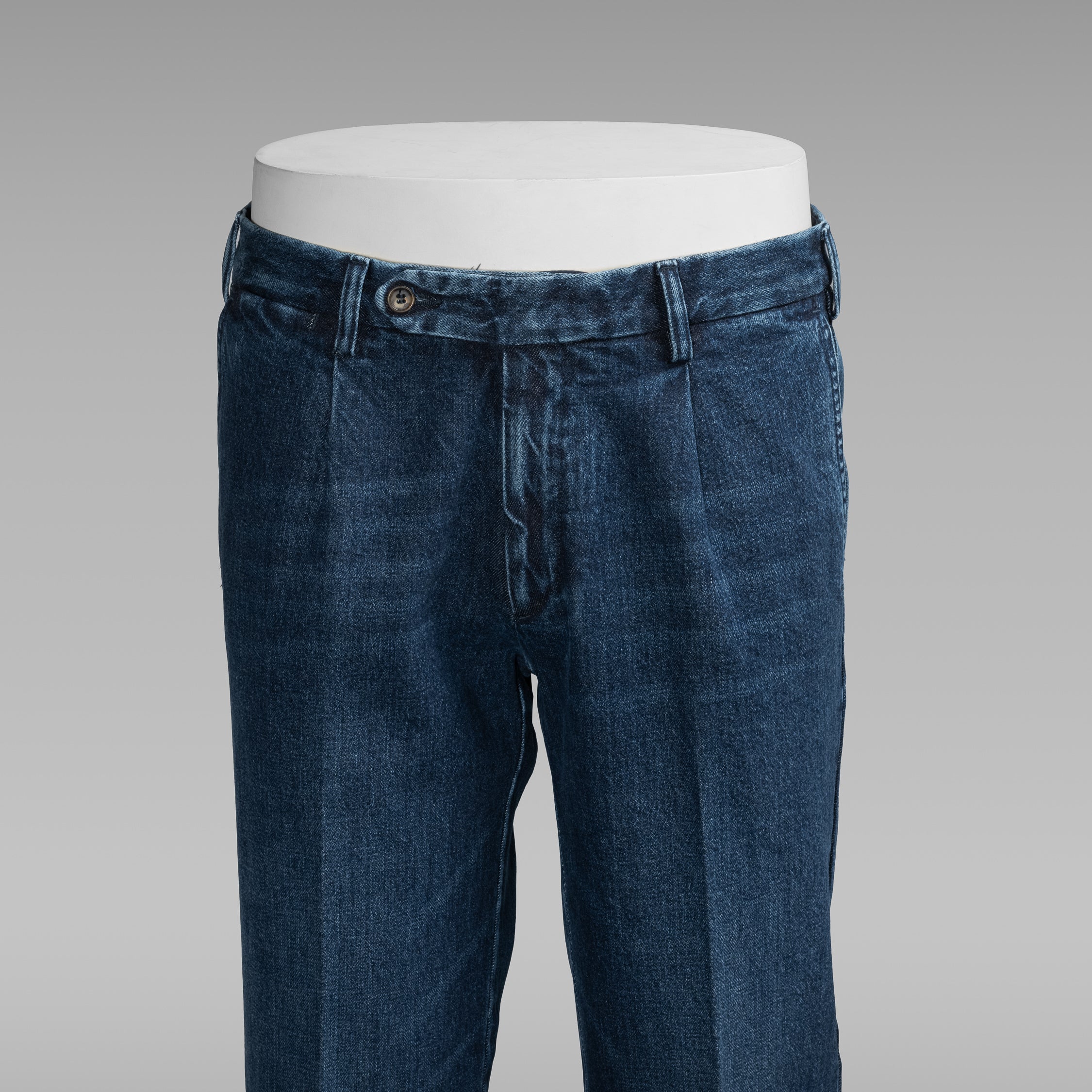 Blue denim cotton sport trousers 1 pleat