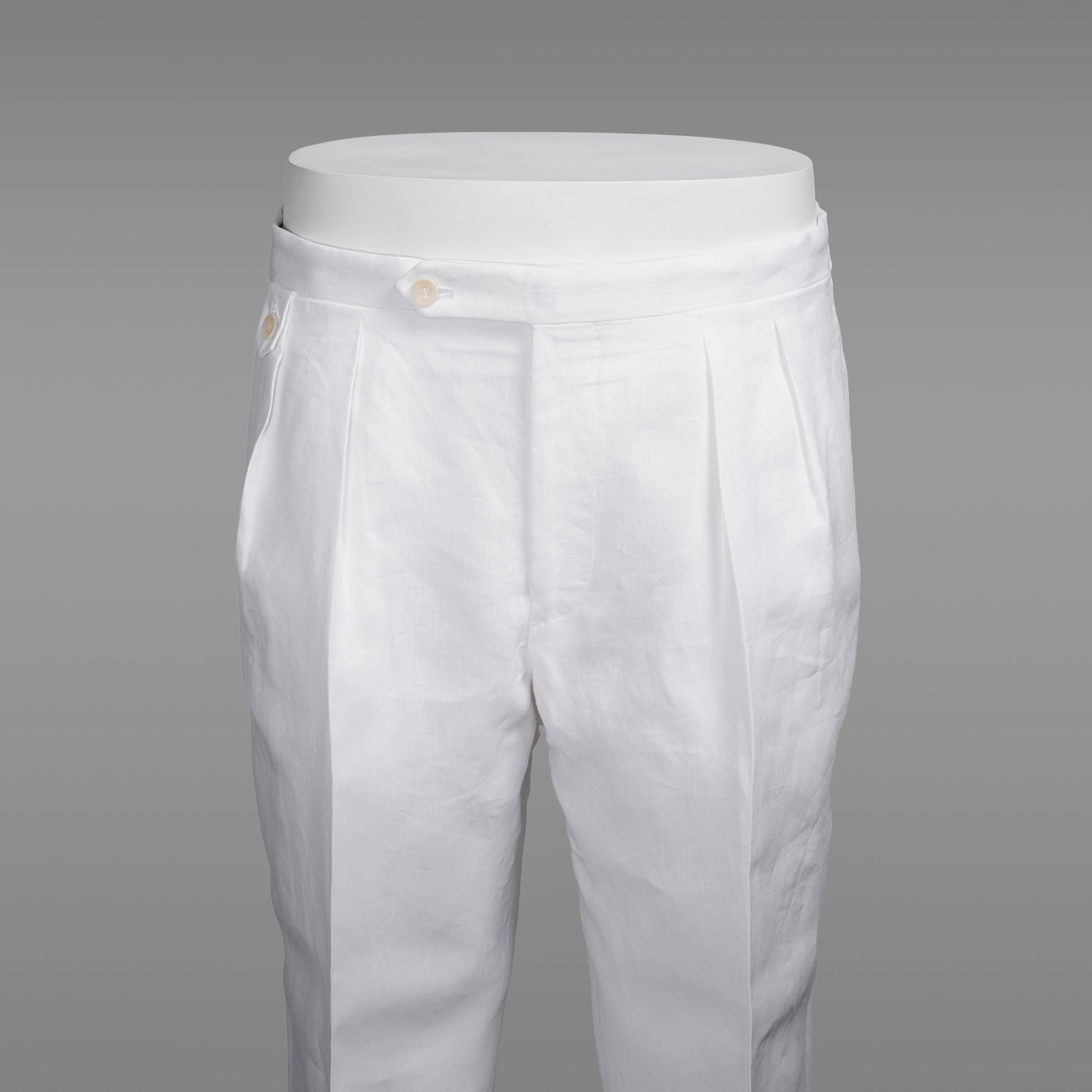 New York white linen trousers