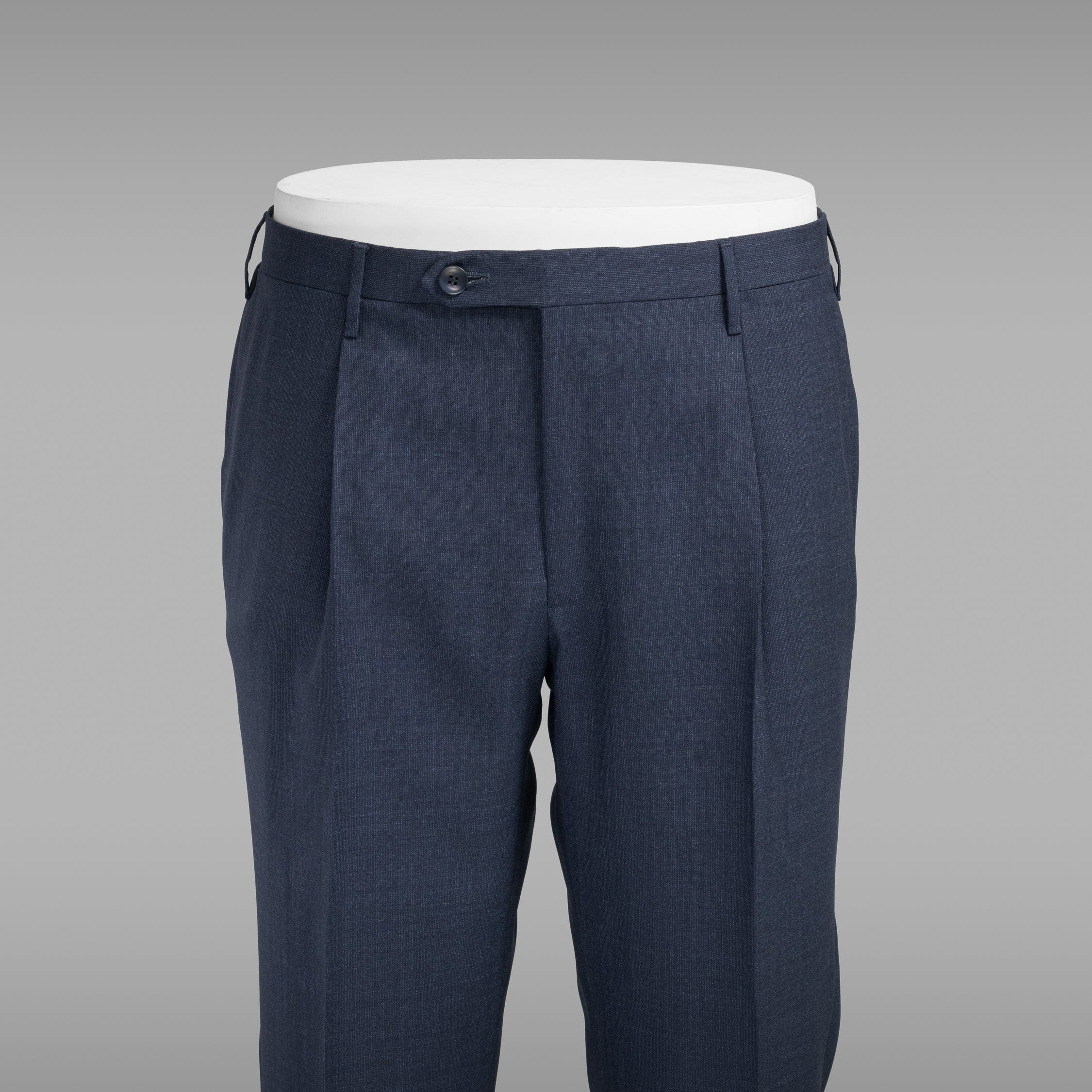 Pantaloni in lana a doppio strato, vestibilità regolare, colore blu scuro