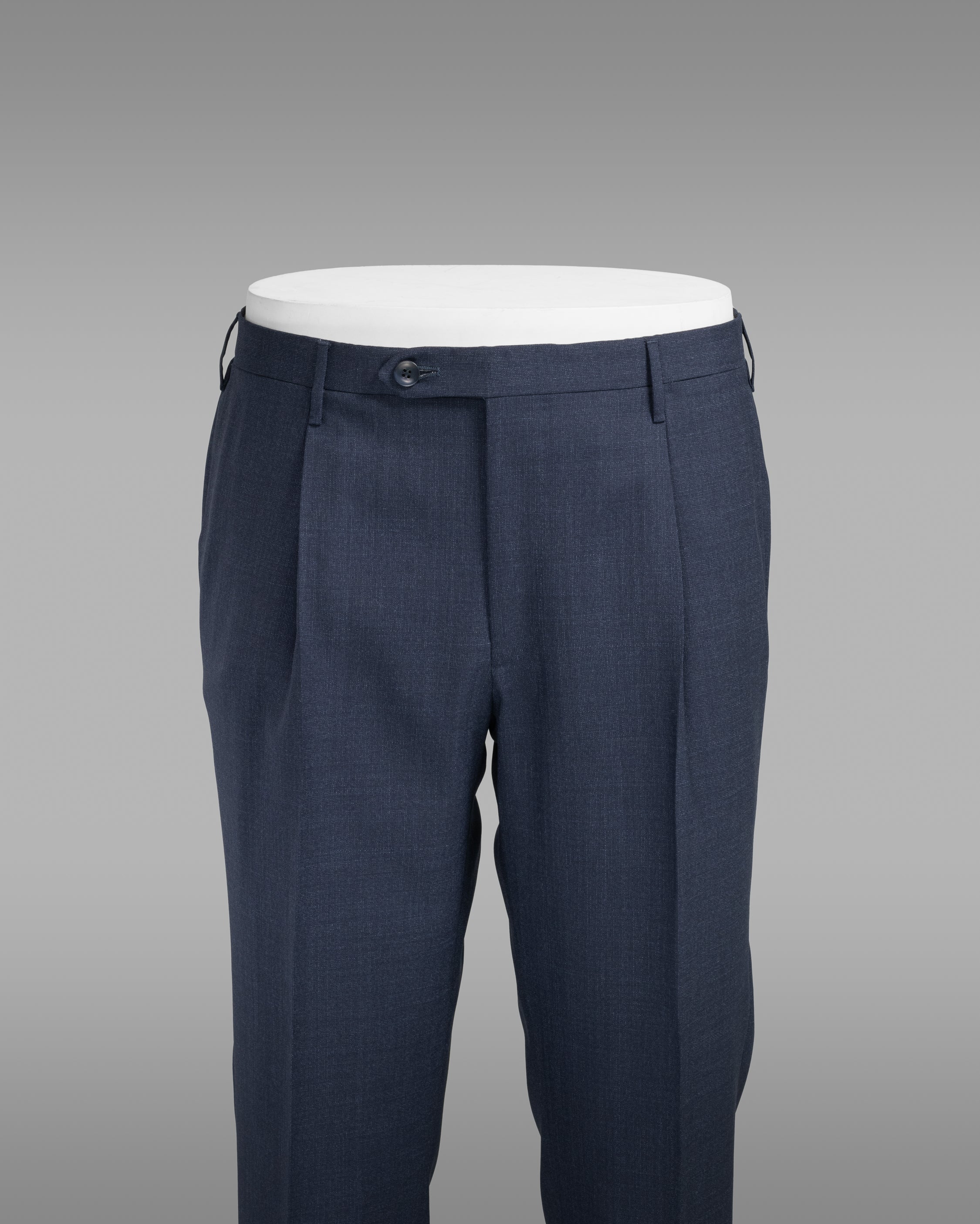 Dark blue pair of regular fit two ply wool trousers