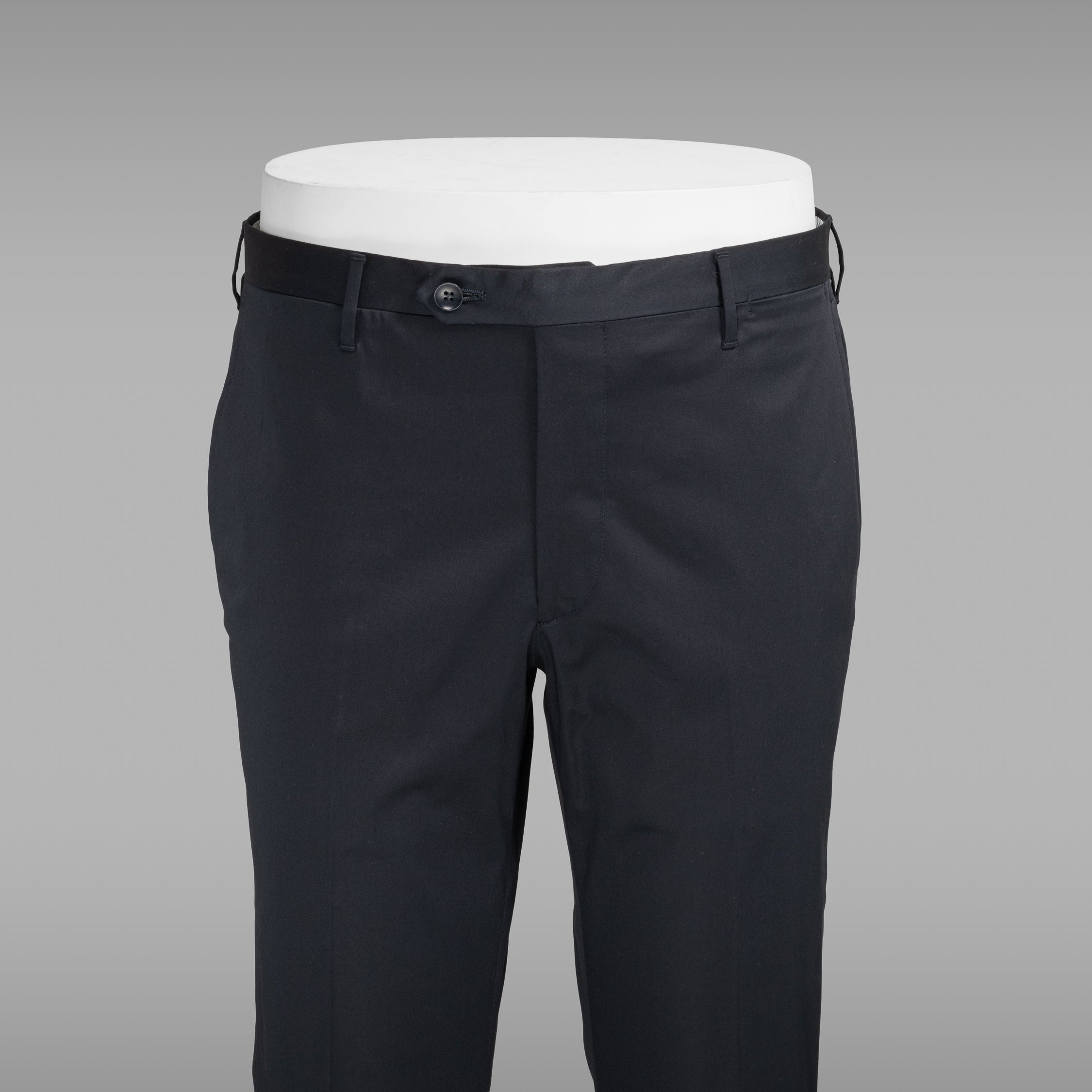 Dark blue pair of regular fit lightweight cotton elastan trousers