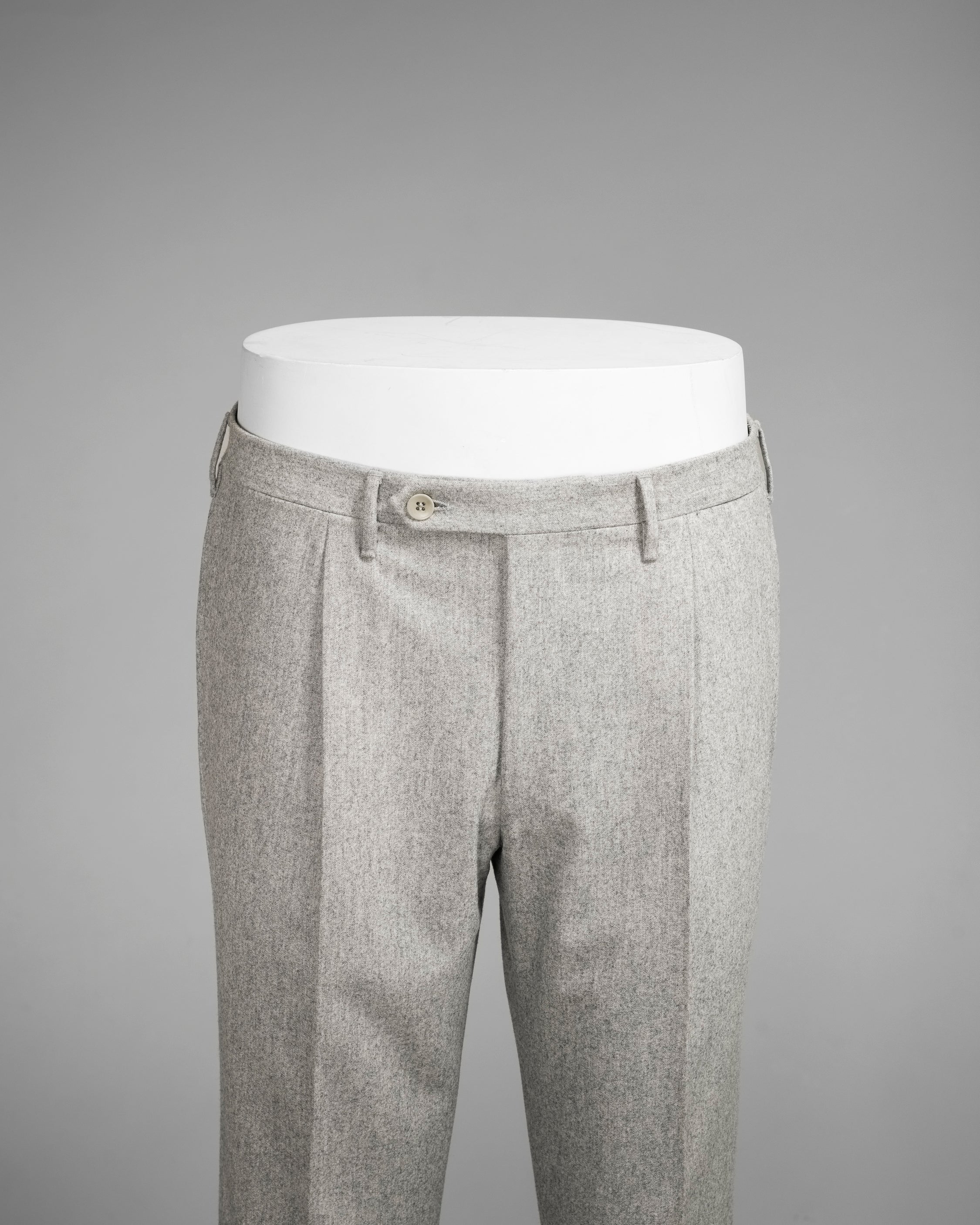 Light grey pair of regular fit wool flannel trousers