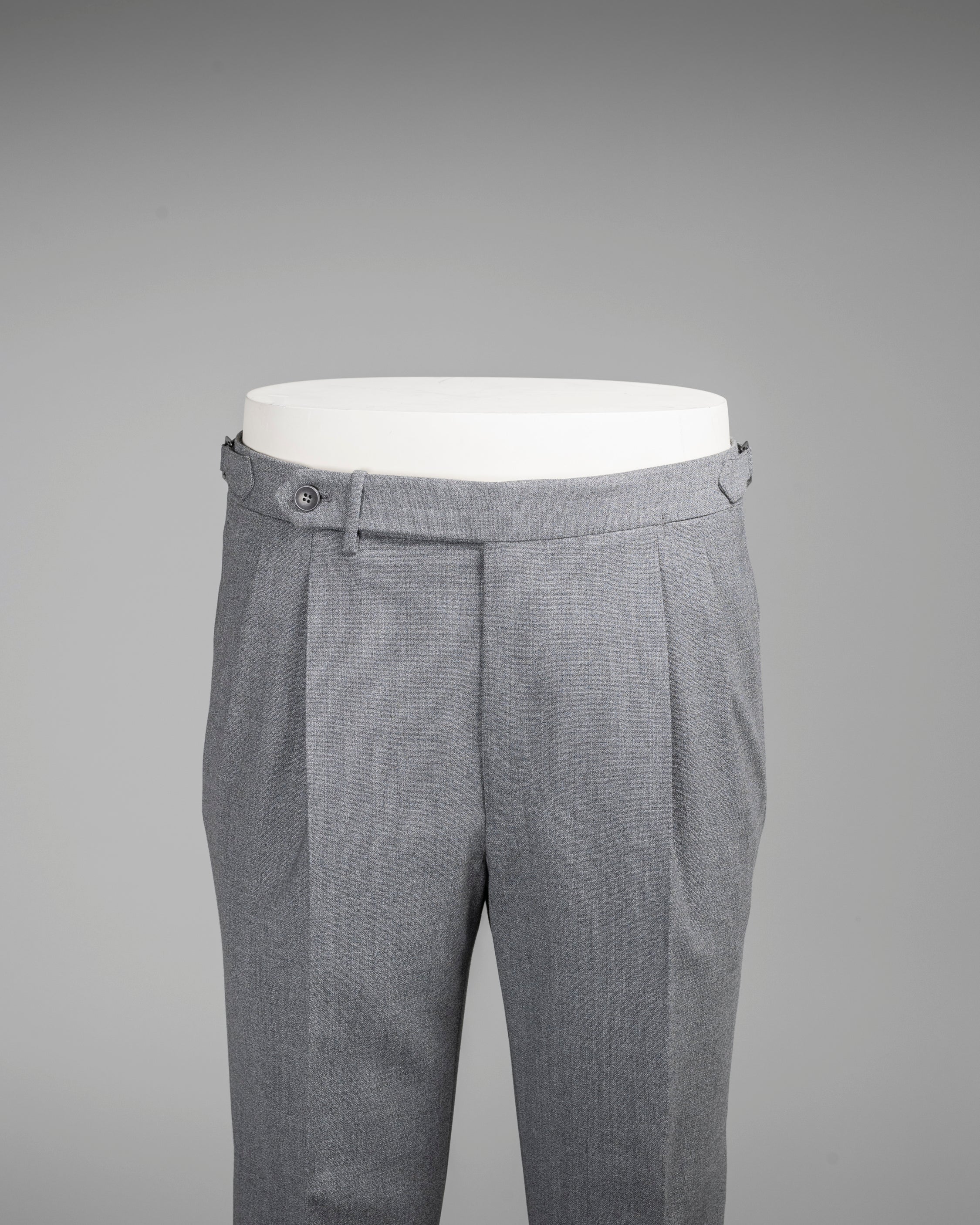 Light grey pair of regular fit fourply wool trousers