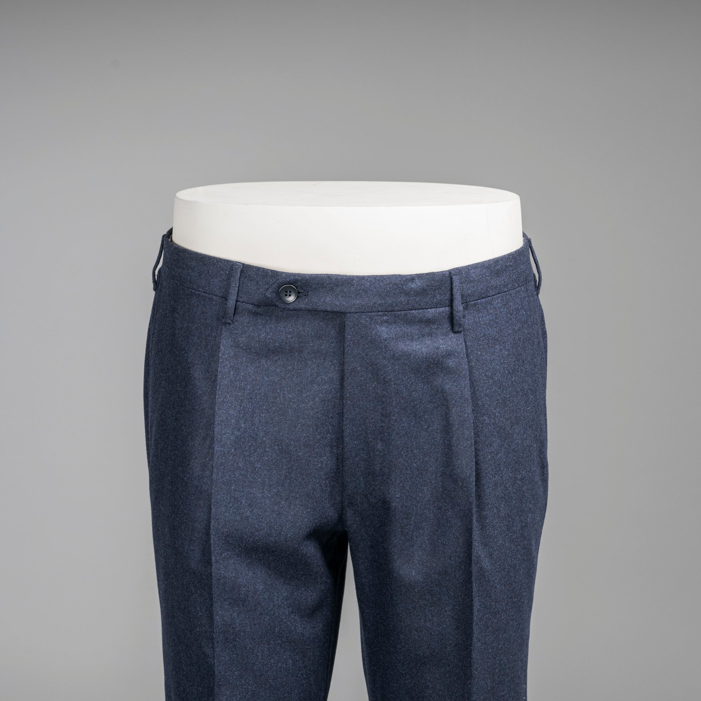 Dark blue pair of regular fit wool flannel trousers