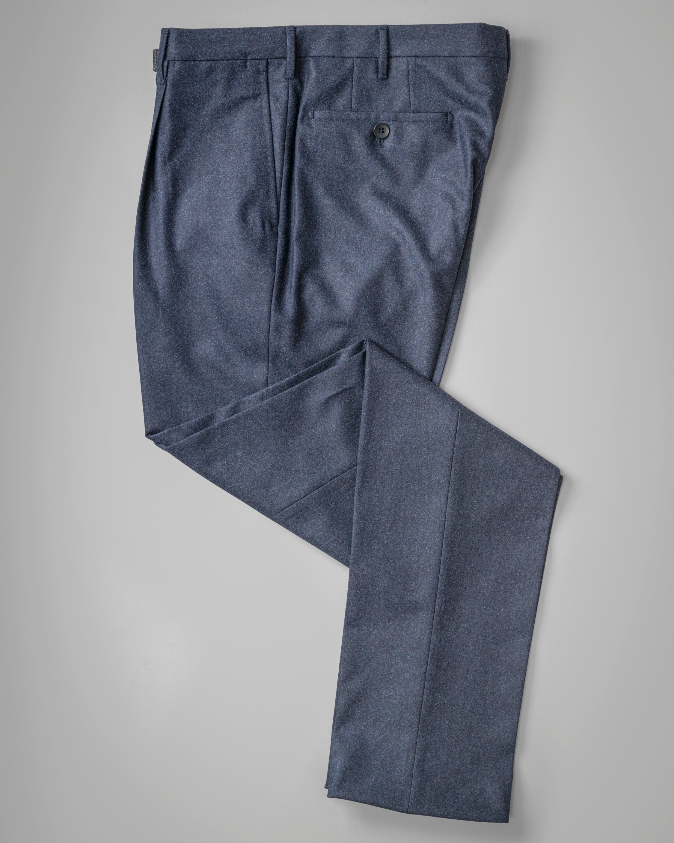 Dark blue pair of regular fit wool flannel trousers