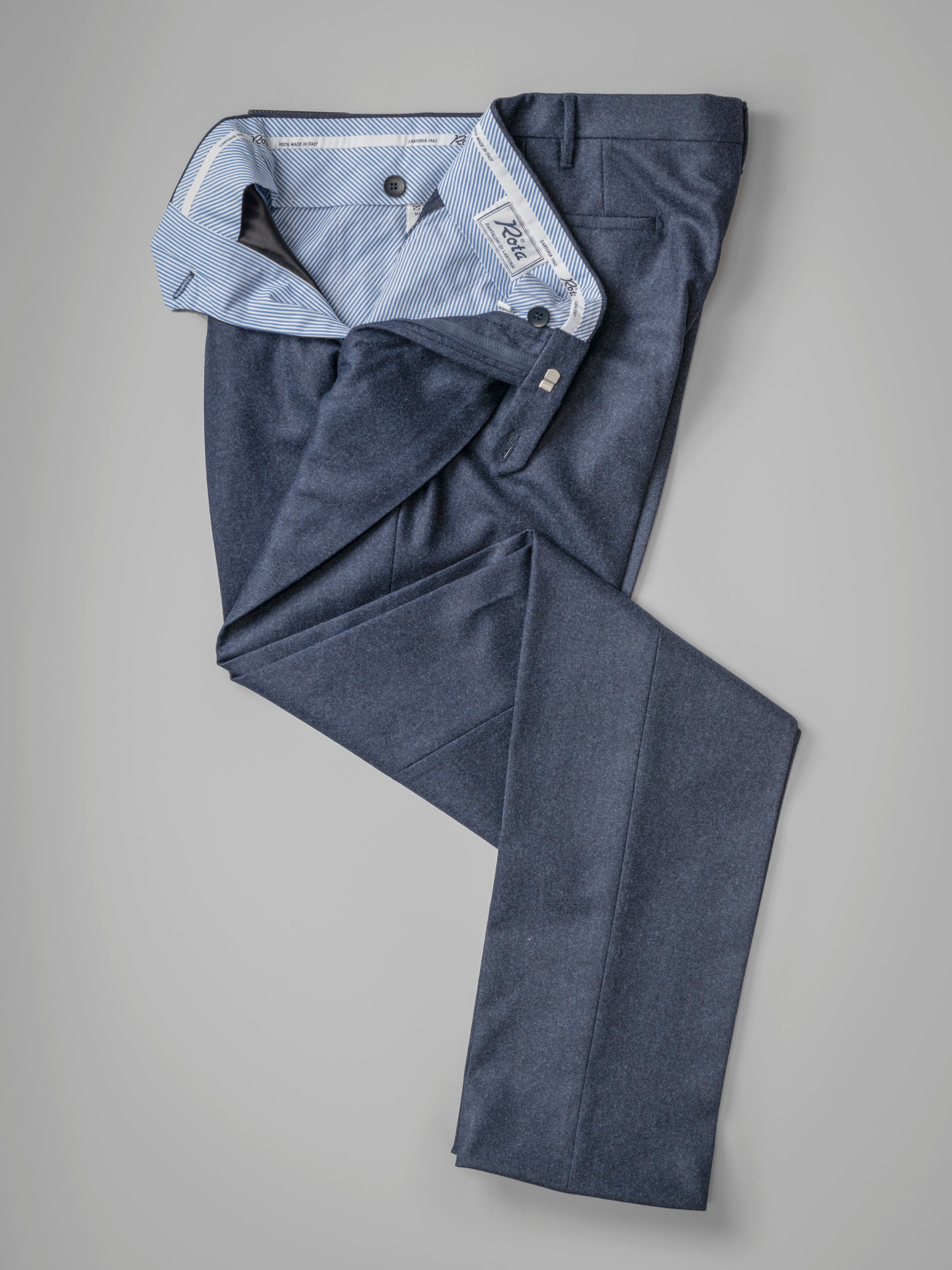 Tailored Fit Light Blue Flannel Trousers