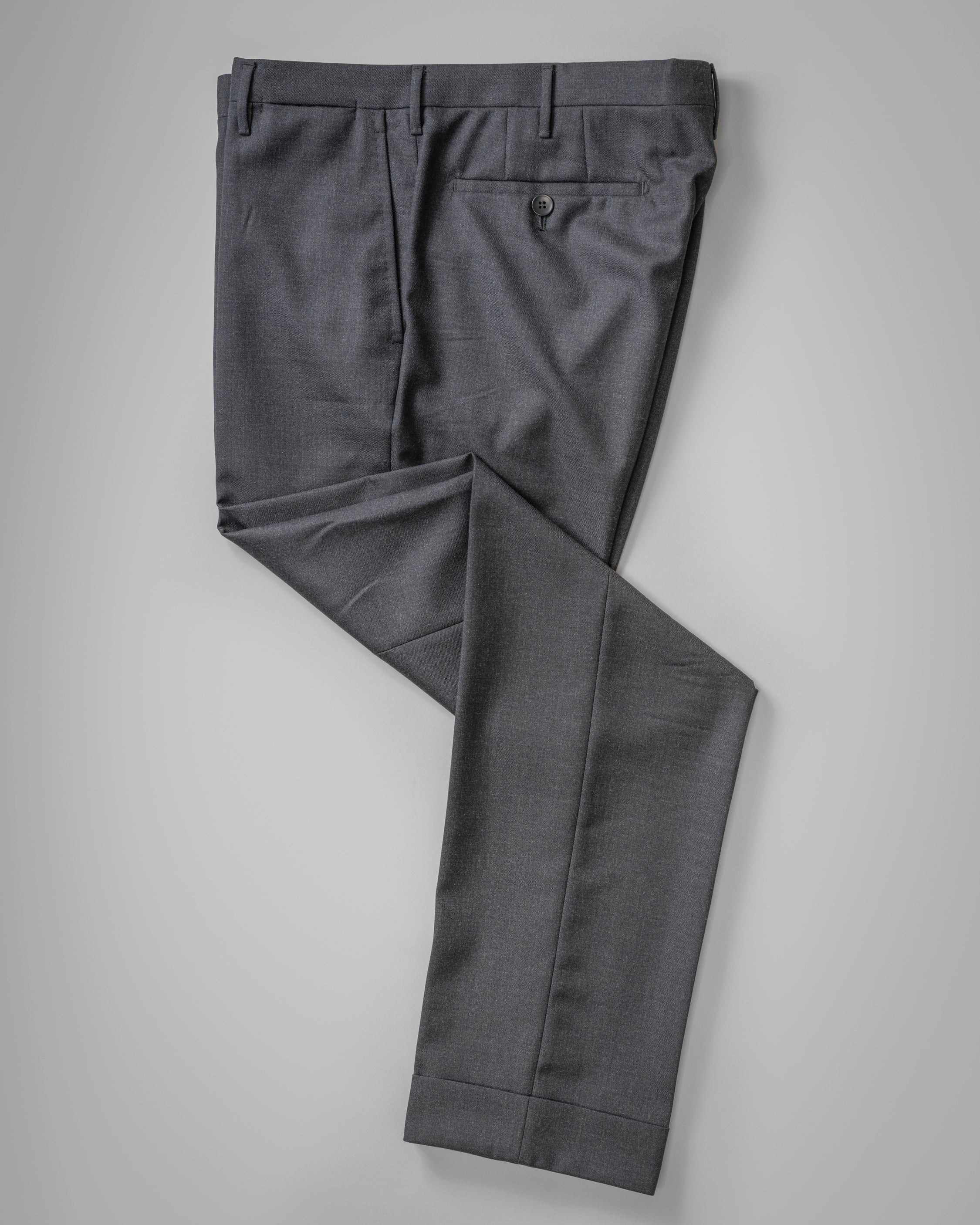 Dark grey pair of regular fit worsted wool trousers