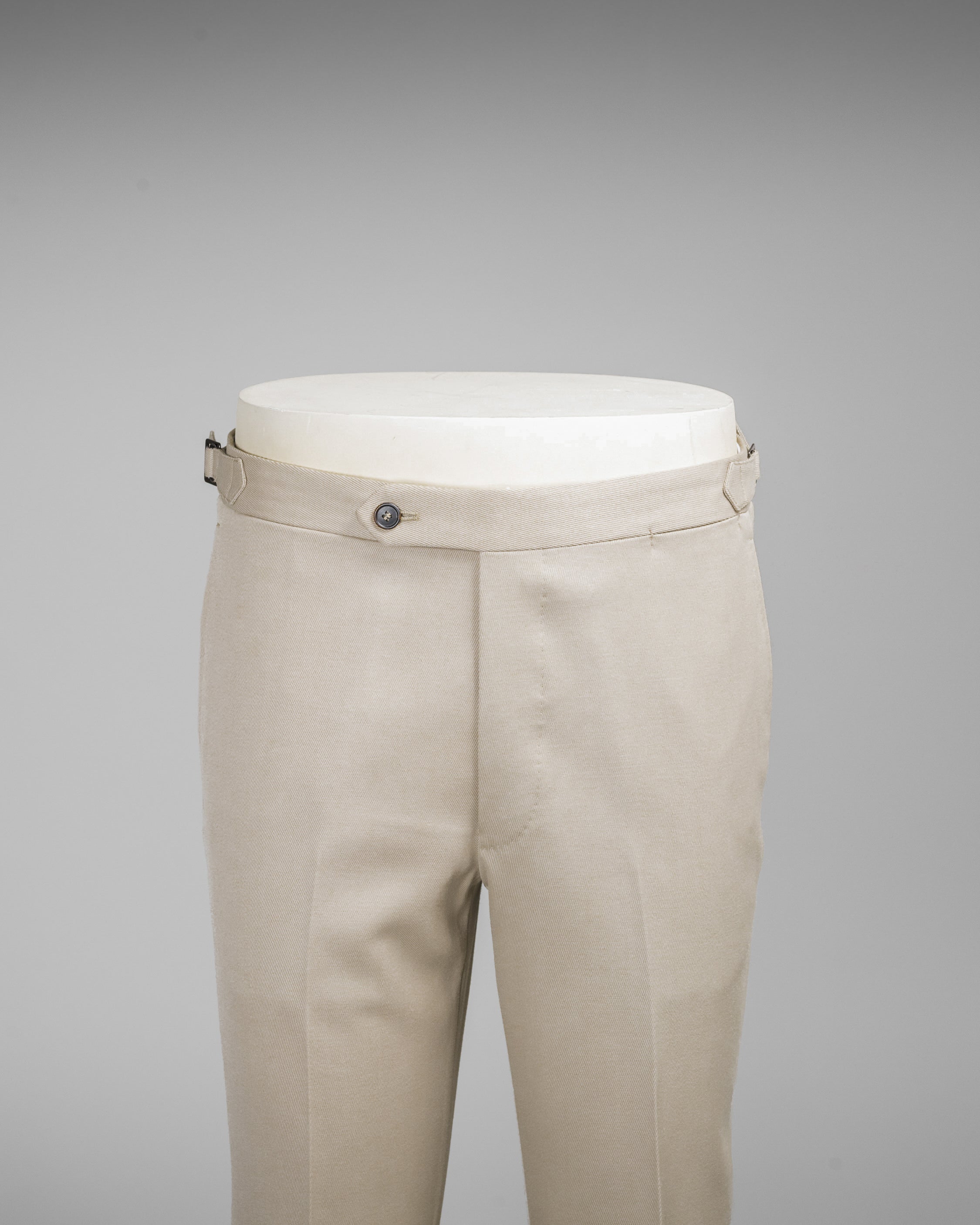 Light beige pair of regular fit cavalry twill wool trousers