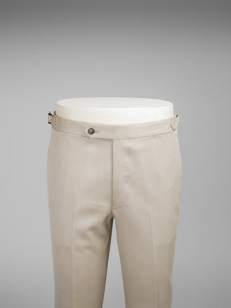 Light beige pair of regular fit cavalry twill wool trousers – Rota SRL