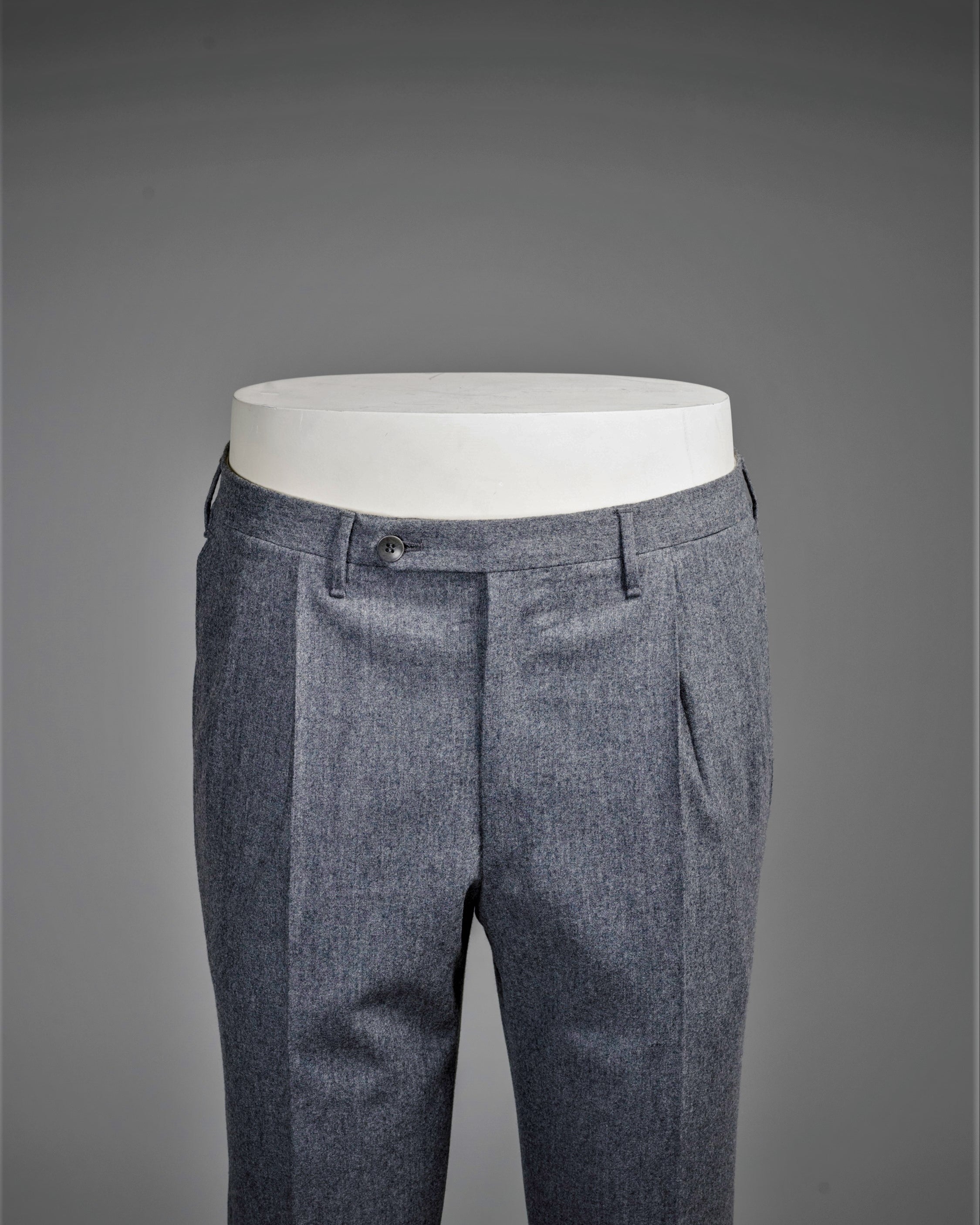 Medium grey pair of regular fit flannel wool trousers