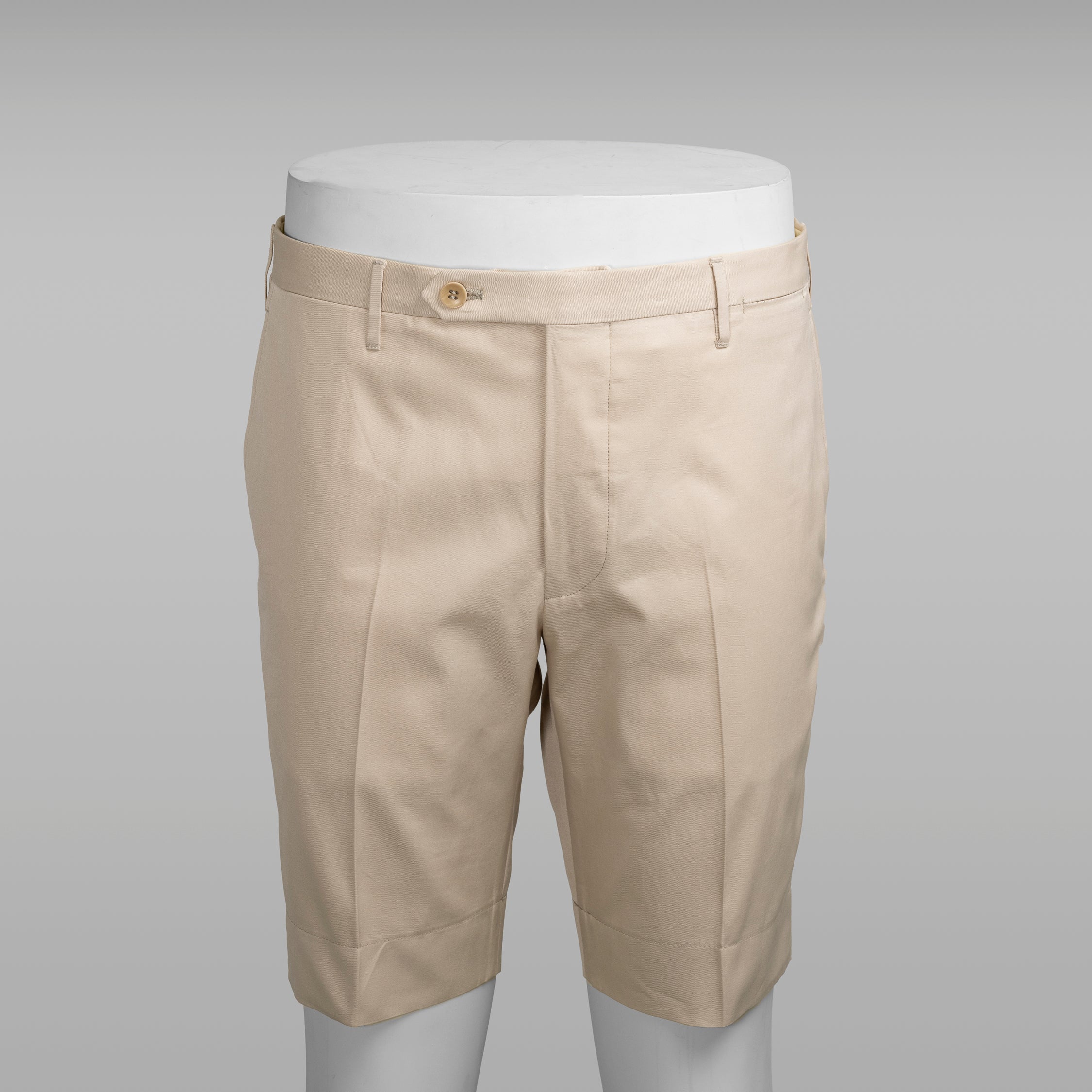 Light beige pair of regular fit supima cotton bermuda