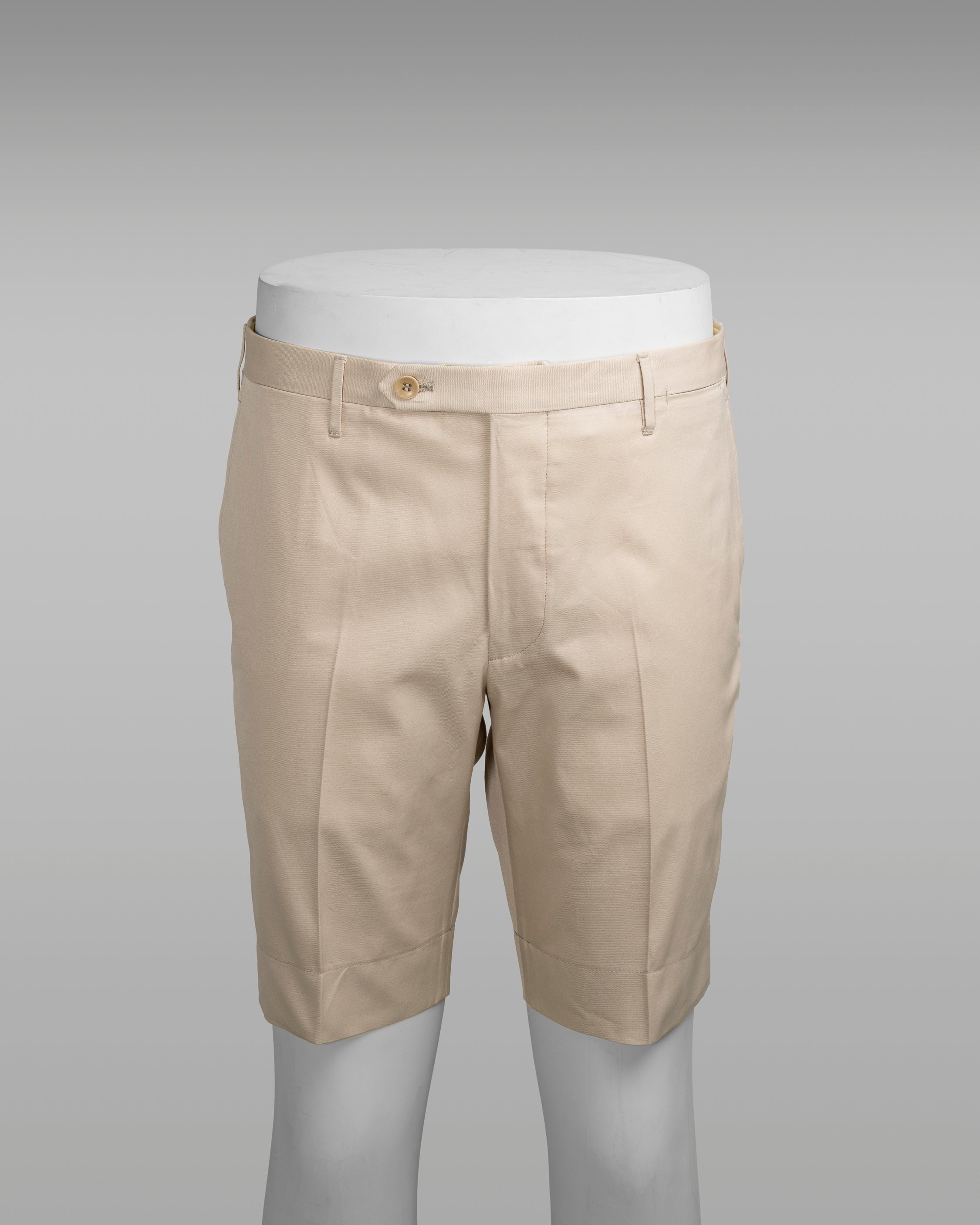 Light beige pair of regular fit supima cotton bermuda