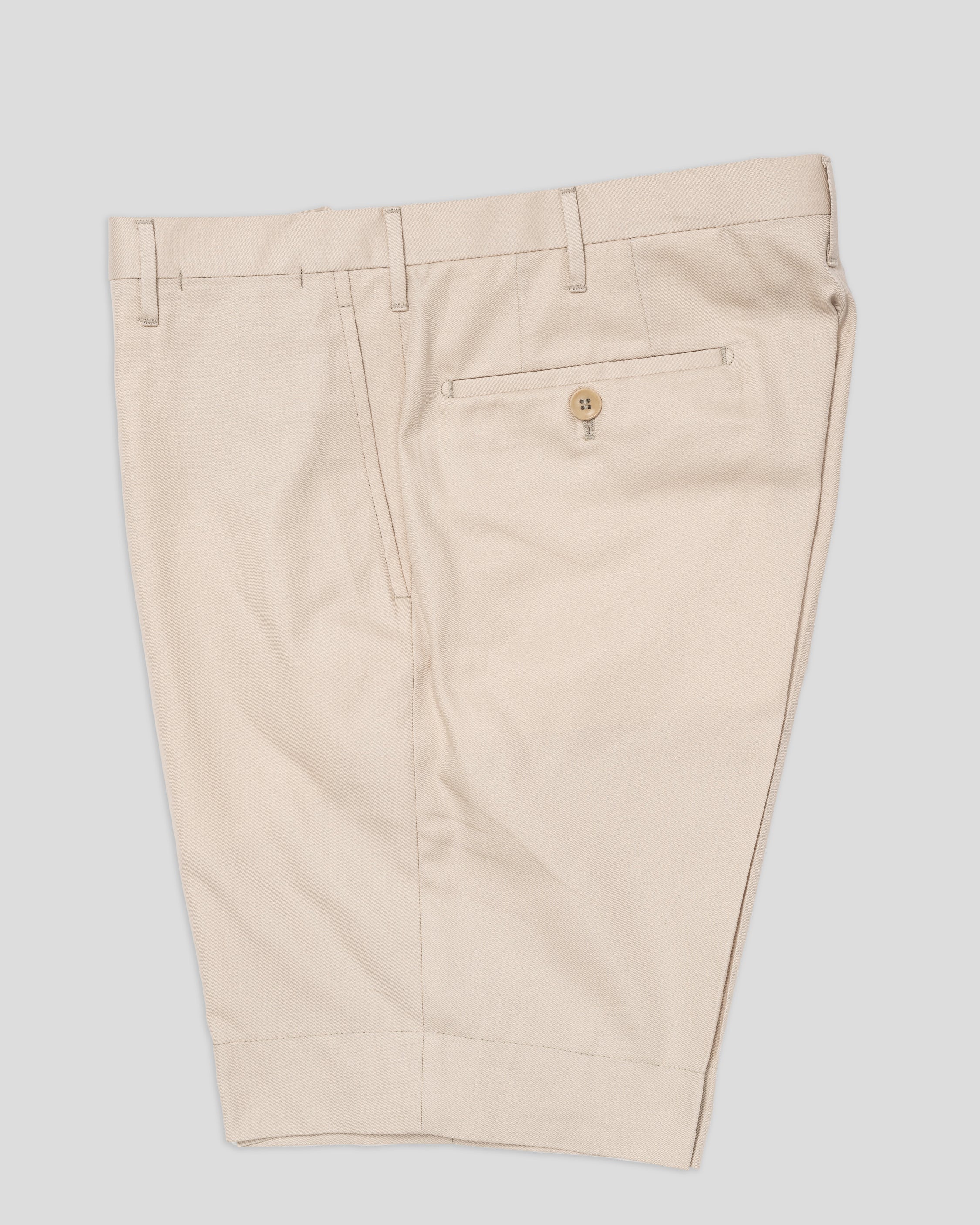 Light beige pair of regular fit supima cotton bermuda