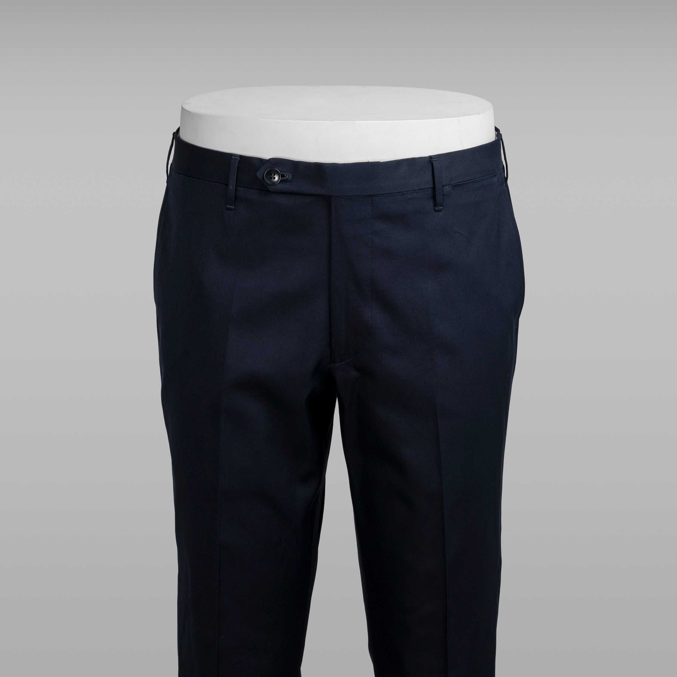 Dark blue pair of regular fit lightweight supima cotton trousers