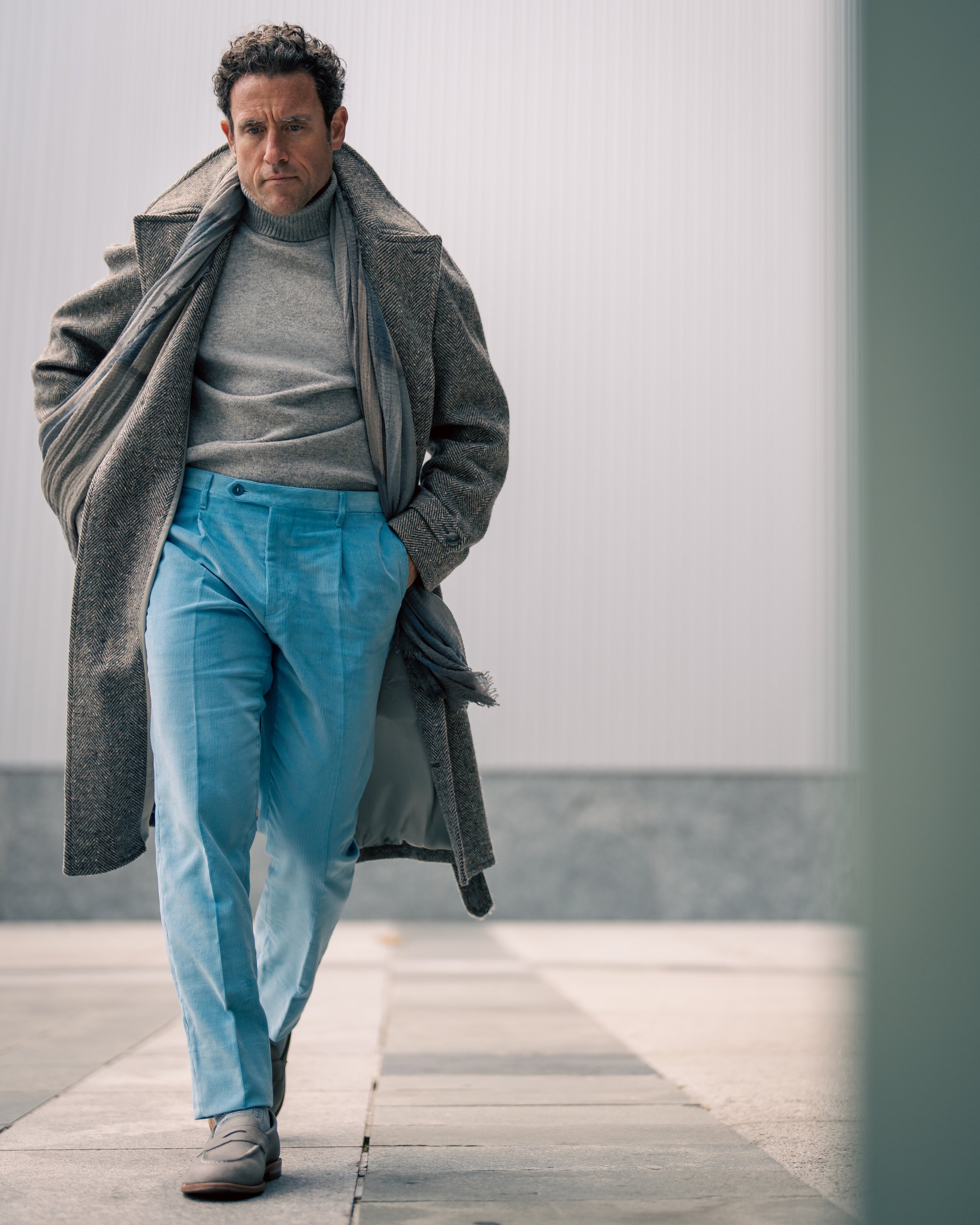 Azure corduroy medium wale trousers