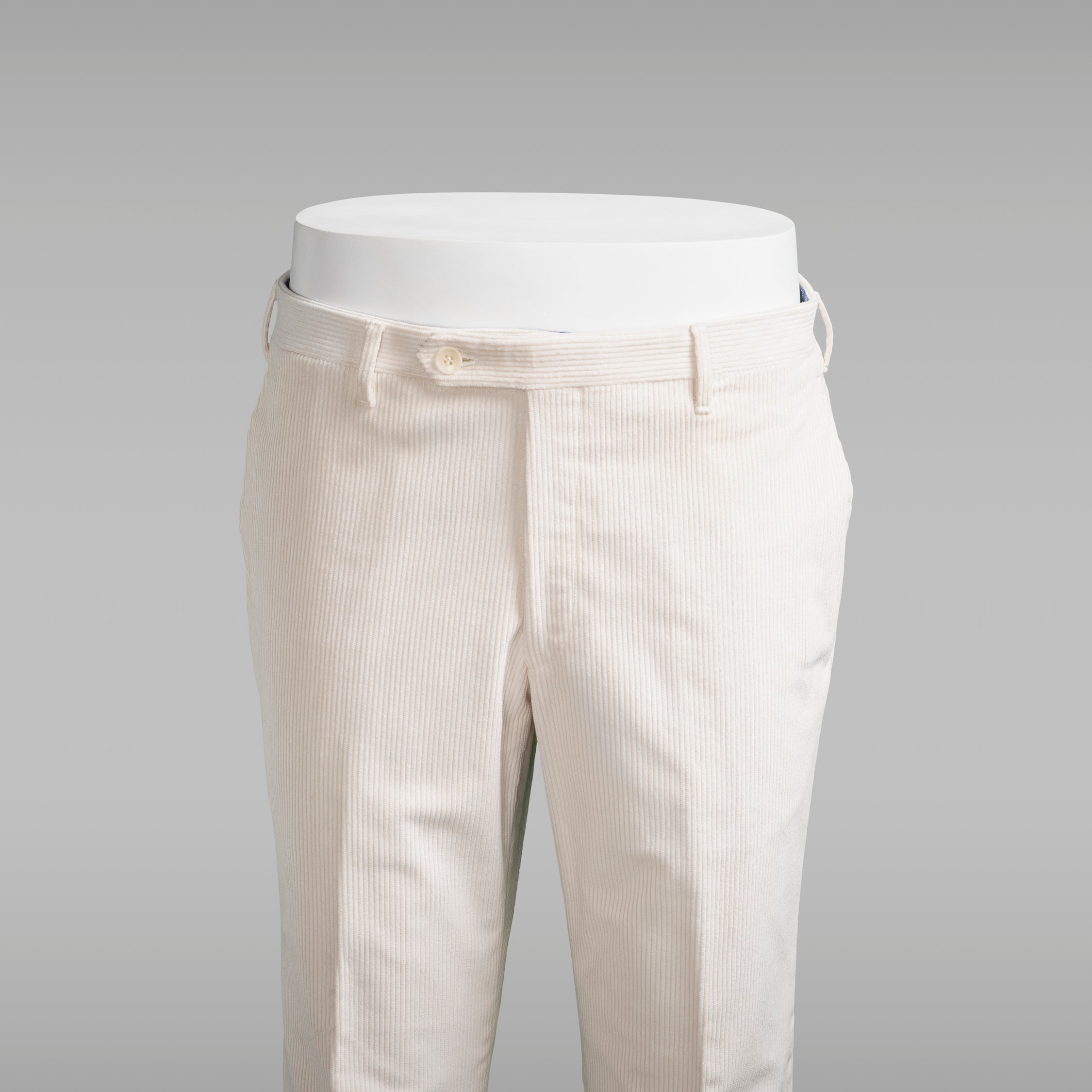 Pantaloni in velluto a coste bianco sporco a righe larghe