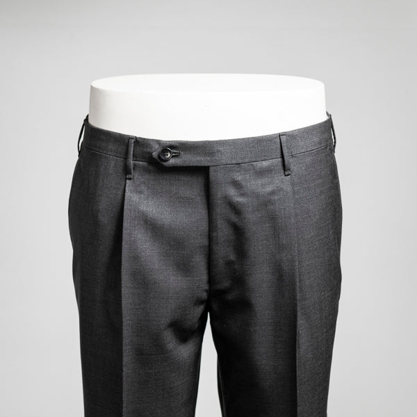 Pantaloni in lana grigio scuro dal taglio regolare